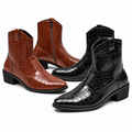 Heeled Pattern Leather Boots