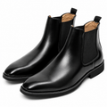 Black Leather Laceless Boots