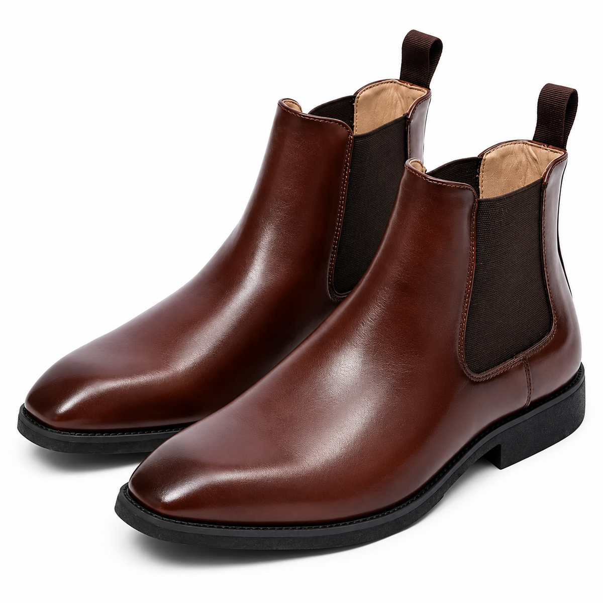 Brown Leather Laceless Boots