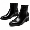 Black Leather Heeled Boots