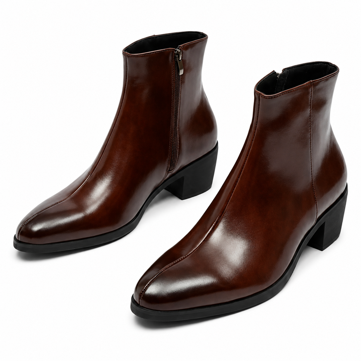 Brown Leather Heeled Boots